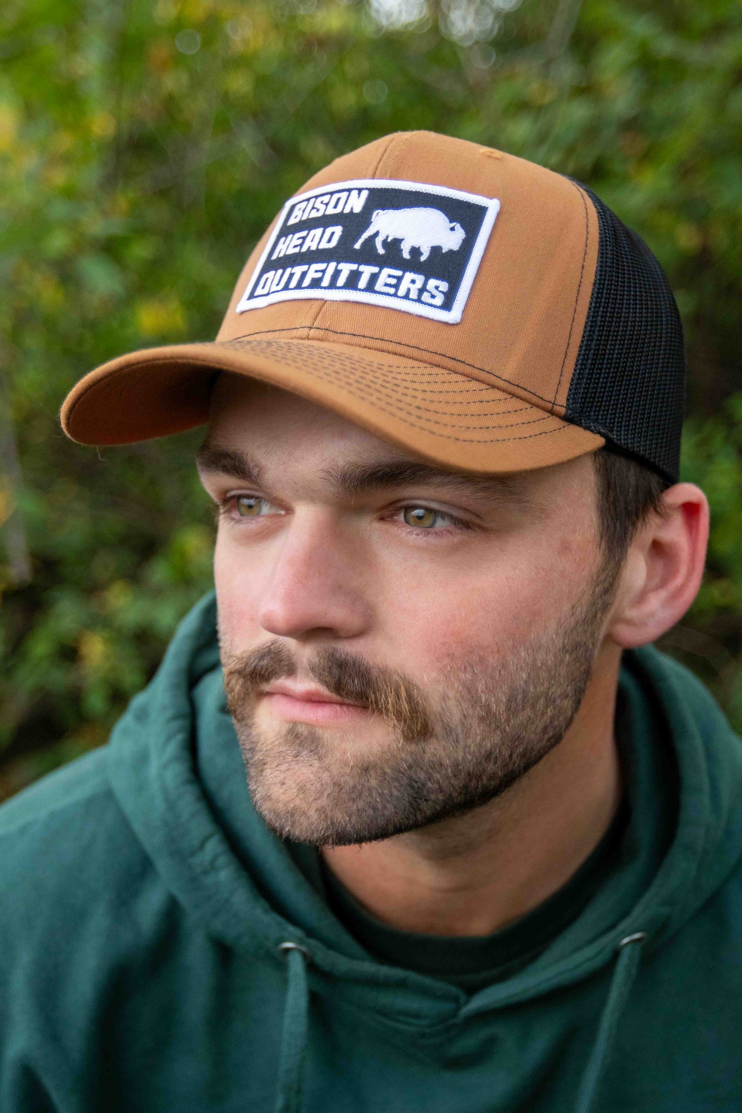 Caramel/Black Bison Patch Trucker Hat